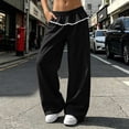 thumbnail image 7 of Ozmmyan Womens Wide Leg Sweatpants for Womens High Elastic Waist Ruffle Lace Trim Casual Lounge Pants with Pockets, 7 of 7