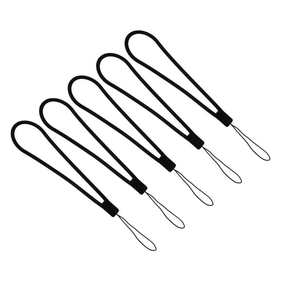 Uxcell 18.5cm Silicone Wrist Strap Lanyards, 5 Pcs Short Soft Lanyard Wristlet String Badge Lanyard, Black Style 2