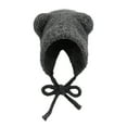 thumbnail image 2 of Tittly Winter Hats Beanie Hat Female Cute Bear Ears Warm Knitted Ear Cap Sweet Show Young Everything Winter Woolen Hat Skull Caps Hats for Women Grey One Size, 2 of 3