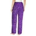thumbnail image 3 of Daiia Glitter Purple Women's Sleep Pant with Pockets and Drawstring,Pajama Pants-Small, 3 of 9