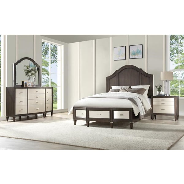 4pc Contemporary Bedroom Furniture Queen Size Storage Bed Arched Headboard Walmart Com Walmart Com