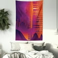 thumbnail image 3 of Music Tapestry, Volumes Bar Abstract Melody Visualization Motifs Art Colorful Composition, Wall Hanging for Bedroom Living Room Dorm Decor, 40W X 60L Inches, Plum and Burnt Sienna, by Ambesonne, 3 of 5