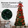 thumbnail image 3 of 6 Foot Pre-Decorated Pop-Up Holiday Tree, Pre-Lit with 200 Warm LED Lights, Decorated with Plaid Bows and Red Berries for a Rustic Country Christmas Theme, 3 of 9