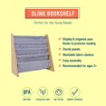 thumbnail image 3 of Wildkin Canvas Sling Book Shelf for Boys and Girls, Wooden Design Features Four Shelves - Natural w/ Gray, 3 of 6