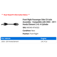 thumbnail image 2 of Front Right Passenger Side CV Axle Assembly - Compatible with 2003 - 2011 Honda Element 2.4L 4-Cylinder 2004 2005 2006 2007 2008 2009 2010, 2 of 2