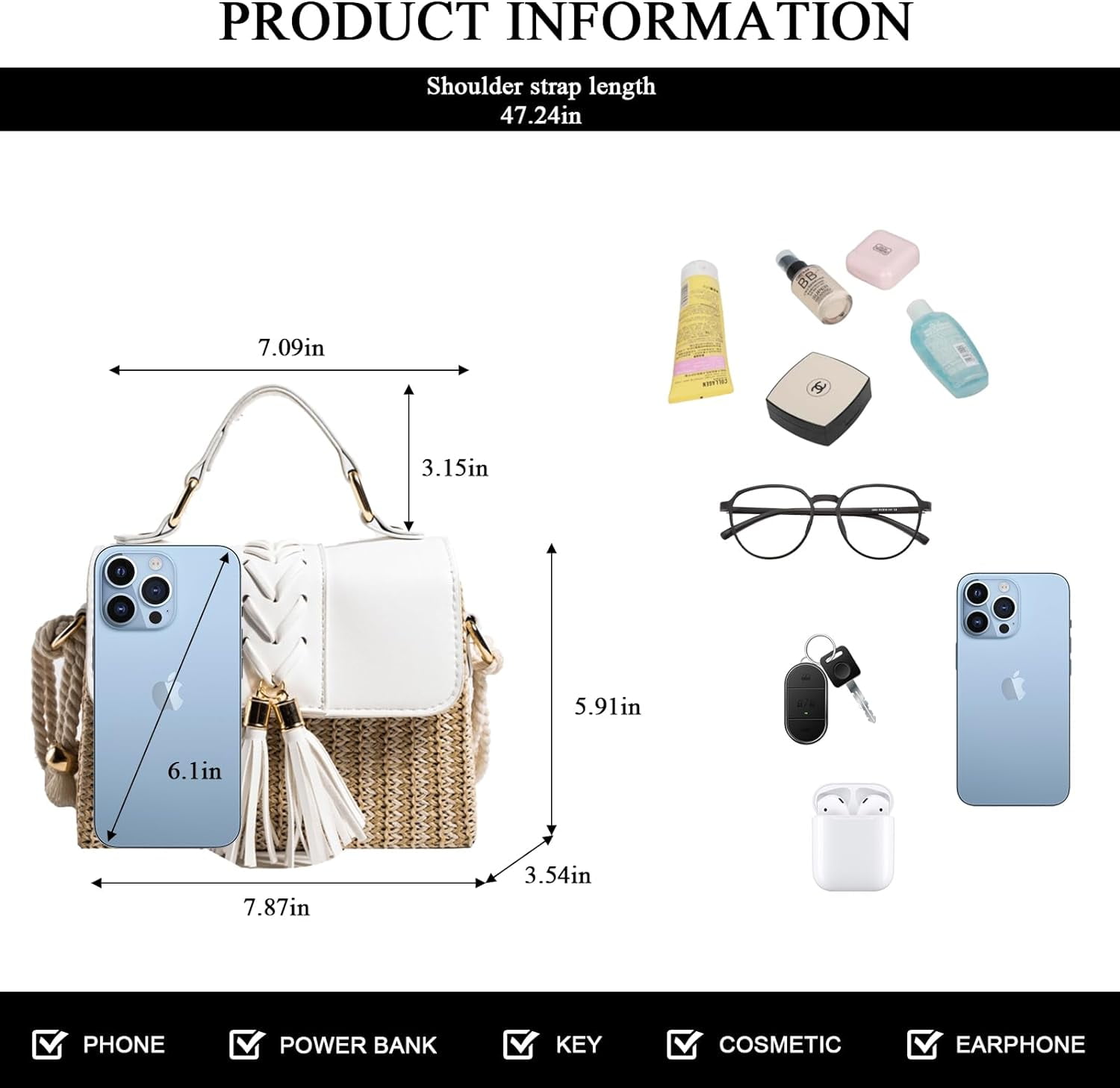 CAILDANL Straw Crossbody Bags for Women Summer Straw Clutch Bag Woven Beach Purse Vacation Handbags
