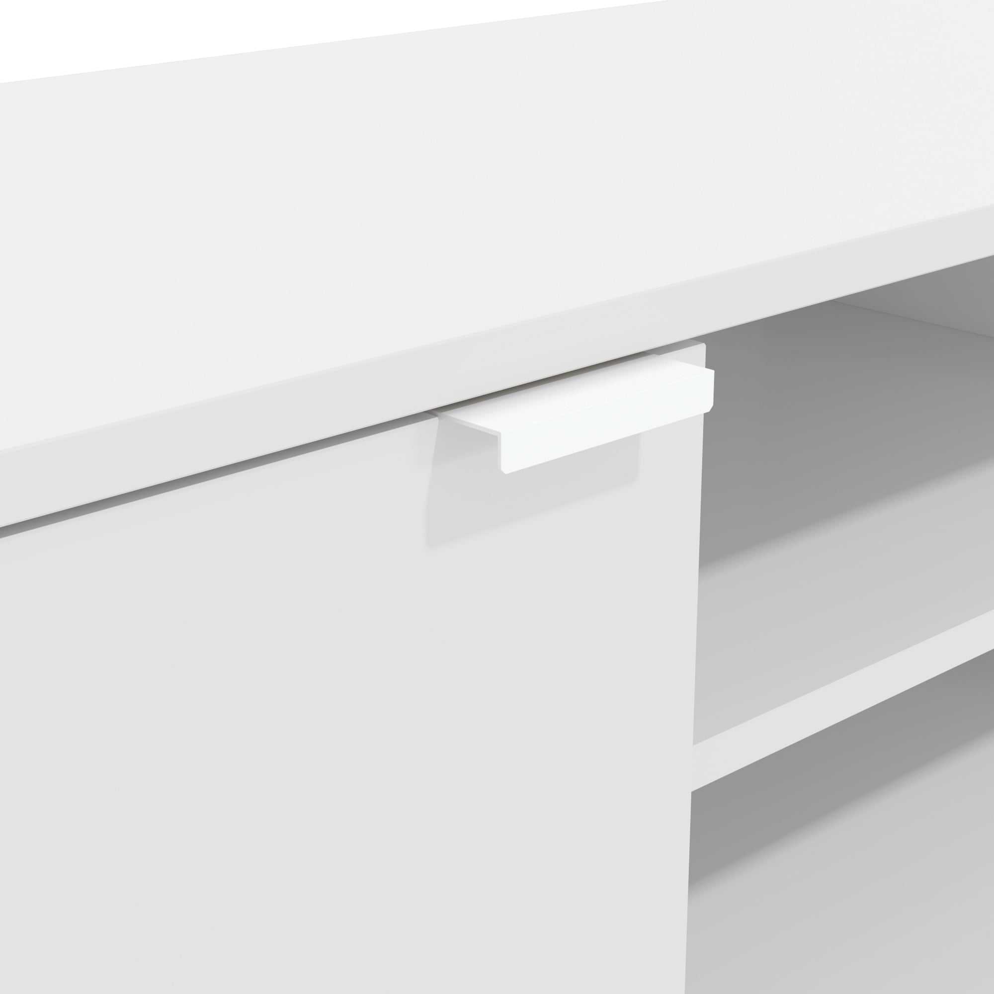 Kappesberg Milan White 59.05" W TV Stand Modern Entertainment Center with 2-Doors and Open Shelves Media Console for Living Room for Adults and Teens