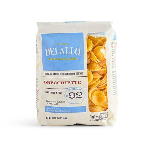 DeLallo Orecchiette Pasta, Made in Italy, Non-GMO, 16 oz Bag