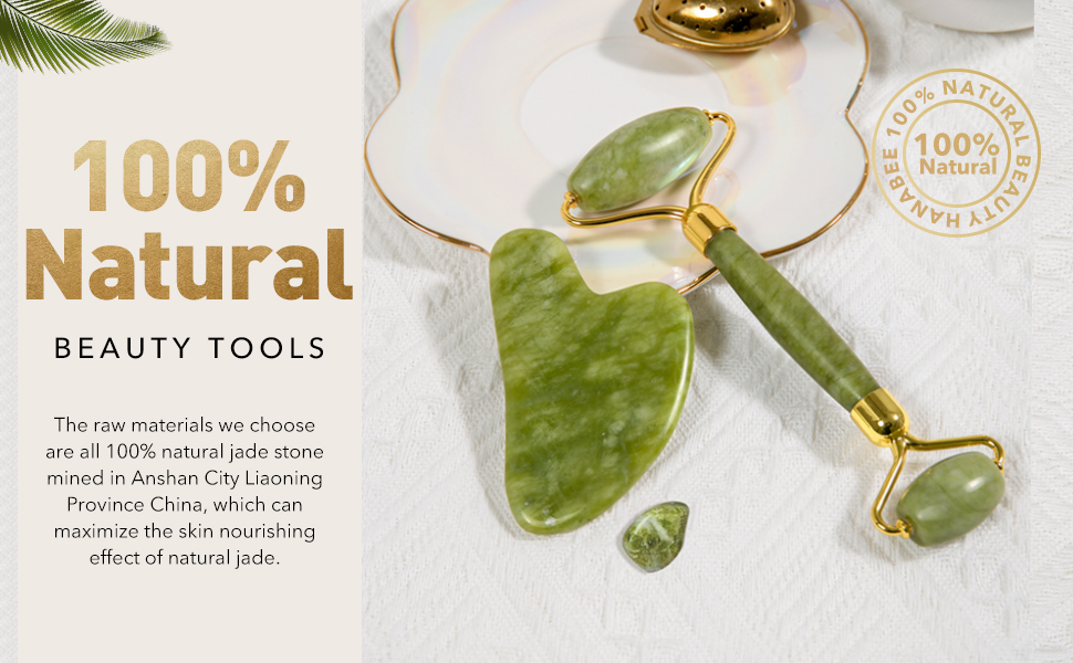 HANABEE Women Gua Sha Jade, Face Roller for Puffy Eyes, Facial Kit Gift - image 3 of 7