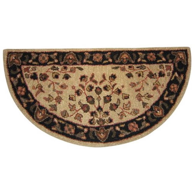 Uniflame R-1001 BEIGE WITH BLACK HAND-TUFTED 100% WOOL HEARTH RUG