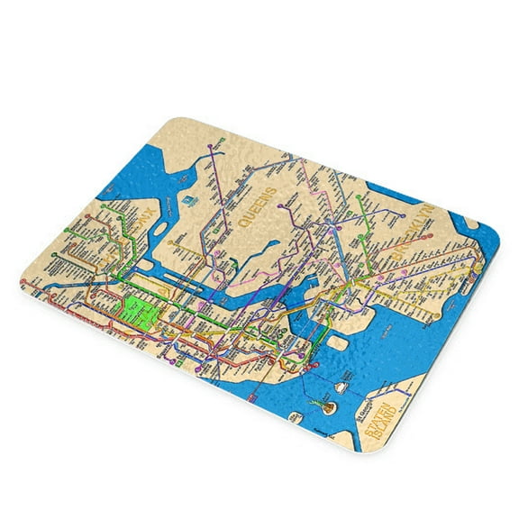 KuzmarK Glass Cutting Board - Five Burroughs Transit Map