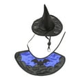 thumbnail image 2 of D-GROEE 1 Set Halloween Cat Costume Blue Witch Cloak Wizard Hat Cat Halloween Accessories Pet Costumes for Cats Kittens Cosplay, 2 of 8