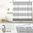 Grey Farmhouse Shower Curtain for Bathroom With Striped Tassel Modern