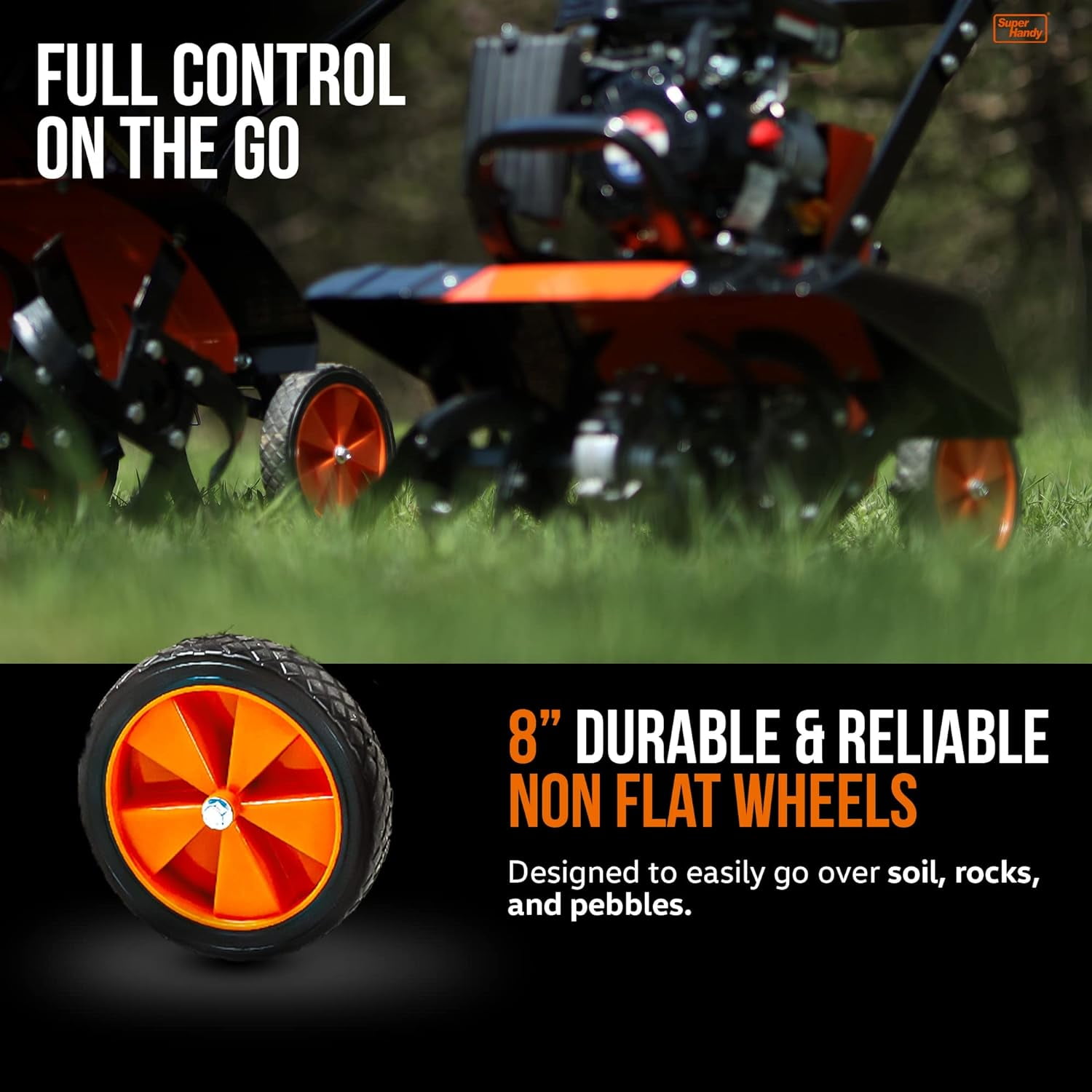 SuperHandy Mini Powered Cultivator - Ground Hand Tiller with Tine Shield, Single Power Tillers