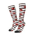 thumbnail image 2 of Balery Ladybugs on Black and White Striped1 Printed Novelty Socks Men's Women's Crew Socks Sports Socks Knee High Socks Cotton Socks Quirky and Cool Socks, 2 of 9