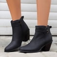 thumbnail image 2 of PEASKJP Womens Booties Elastic Mid Heel Slip on Ankle Chelsea Boots Booties, Black 38, 2 of 5