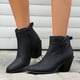 thumbnail image 2 of NECHOLOGY Botas Mujer Adulto Femenino Zapatos Botines mujer Color sólido simple Cómodo Tacón grueso Medio cilindro Puntiagudo Tallas grandes Botas occidentales Botines (Black, 6.5), 2 of 7