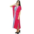 thumbnail image 2 of Bimba Magenta Long Cotton Kaftan Holiday Beach Cover Up Ladies Caftan Maxi Gown Dress, 2 of 6