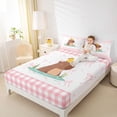 thumbnail image 3 of Erosebridal Kids Cute Capybara Bed Sheets, Pink Bow Buffalo King Sheets, 4 Pieces, 3 of 5