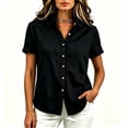 thumbnail image 4 of Asgosdo Womens Button Down Shirts Cotton Linen Short Sleeve Collared Loose Fit Tops Soft Cozy Summer Blouses, 4 of 6