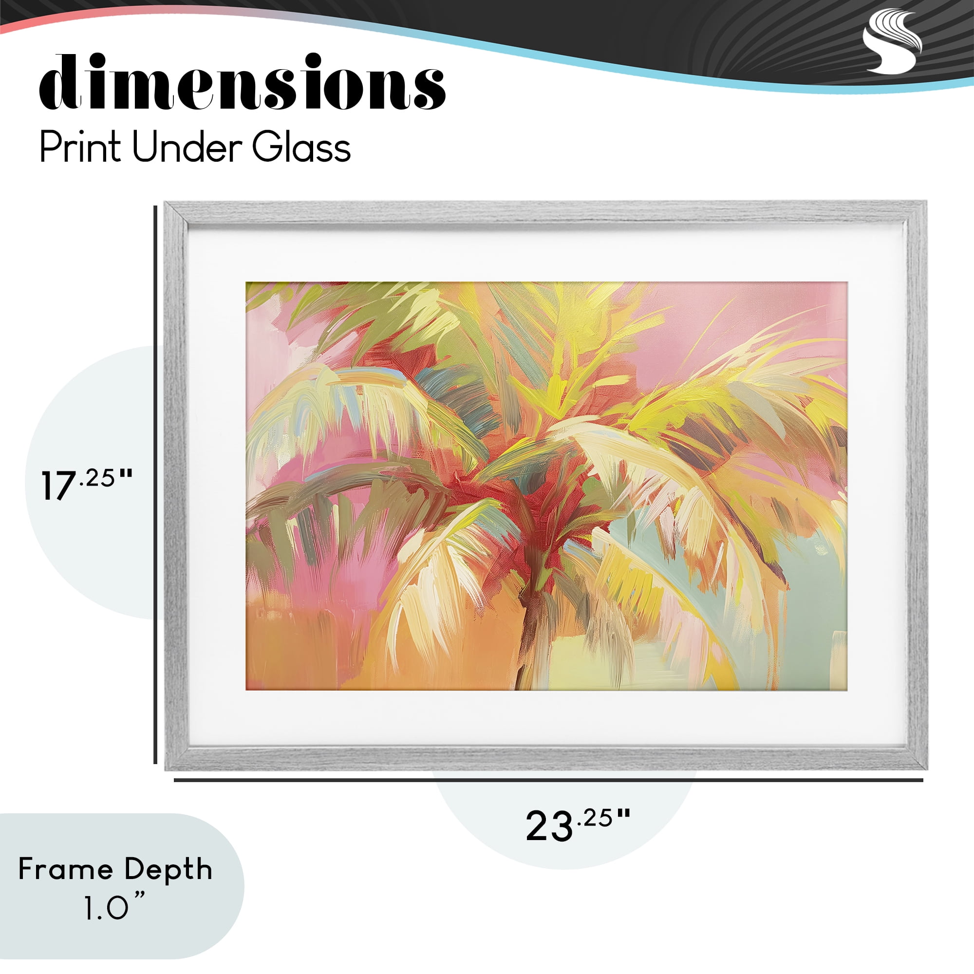 Stupell Industries Warm Palm Leaf Impressions Gray Framed Print Under Glass, design by Jacky Ngan