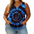 thumbnail image 2 of Zlittlea Plus Size Summer Tops for Women Curved V Neck Sleeveless Wide Strap Spiral Tie Dye All Over Print Summer Tops for Women Loose Fit Daily Soft Tank Tops for Women, 2 of 8