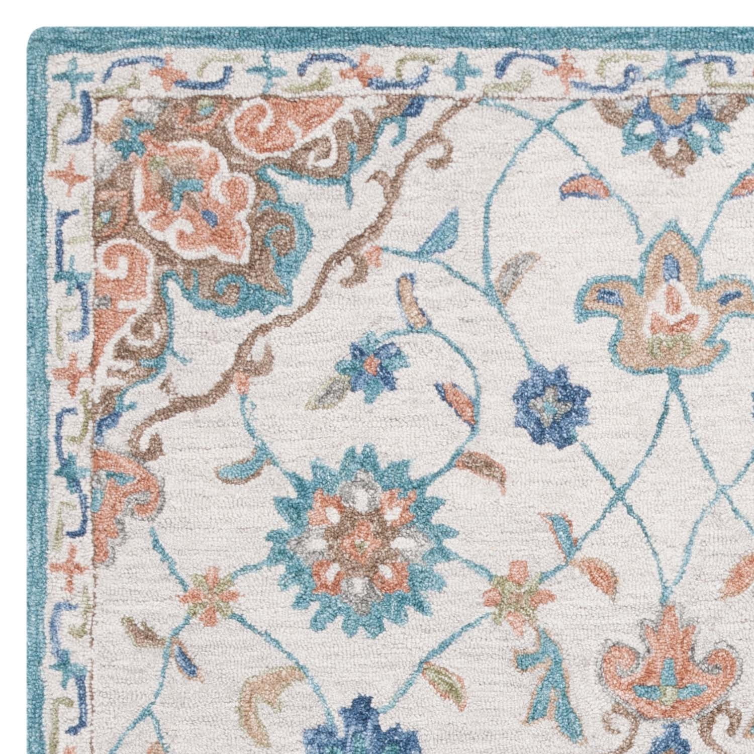 SAFAVIEH Blossom Vernon Floral Area Rug, Beige/Blue, 6' x 6' Round