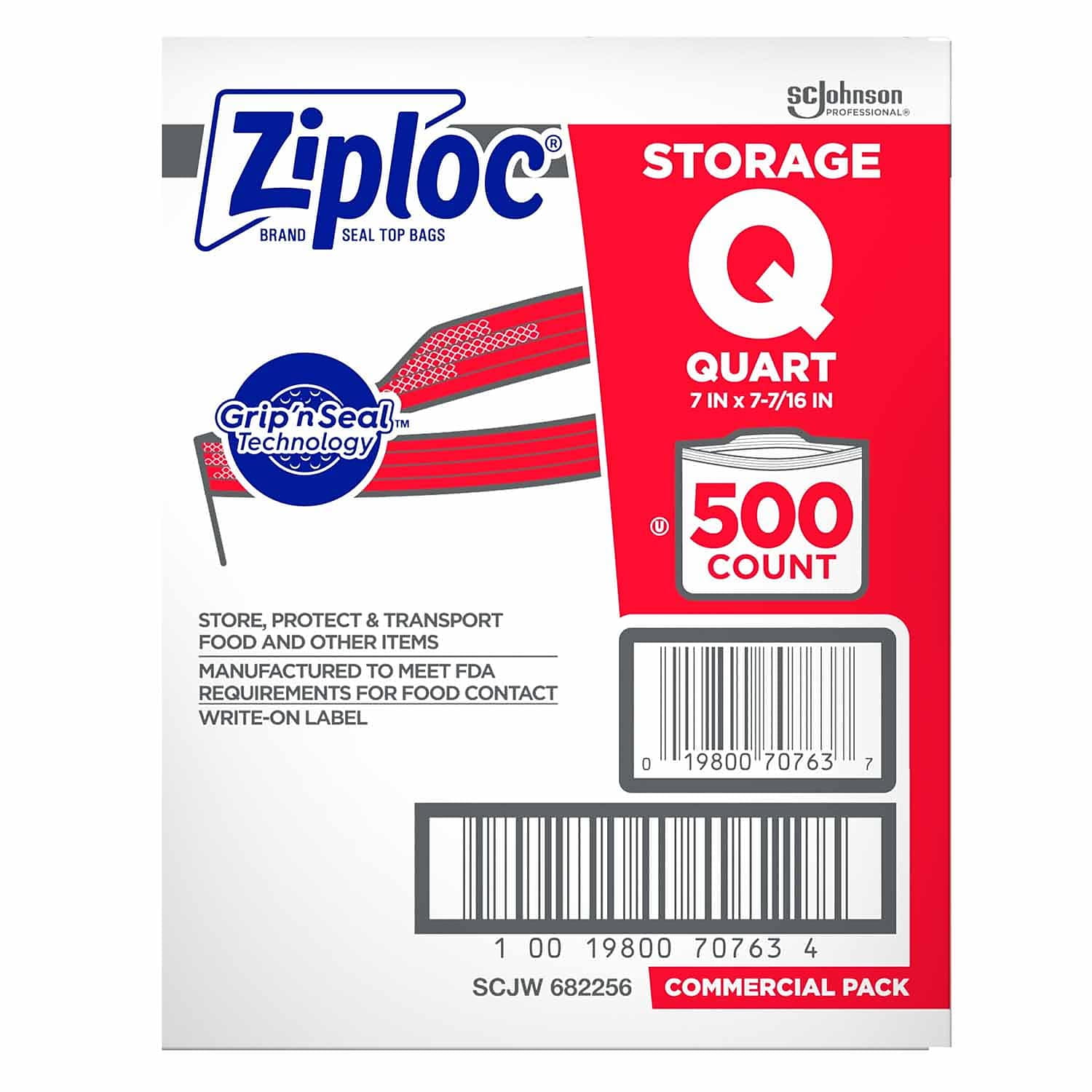 MacGill  Ziploc® Quart Storage Bags, 500/Case
