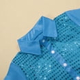 thumbnail image 5 of RTKFRFLM Mens Sequined Shirt Sparkle Long Sleeve Button Down Blouse Stage Performance Chorus Dance Costume Top, 5 of 7
