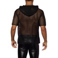 thumbnail image 3 of INSPIRE CHIC Sheer Mesh T-Shirts for Men's See Through Short Sleeves Club Tee Tops with Hood M Black, 3 of 4