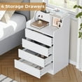 thumbnail image 2 of Toogaho Night Stand for Bedroom,Large Bedside Tables Charging Station,Tall Bedside Table with 4 Drawers & Hutch,White, 2 of 7