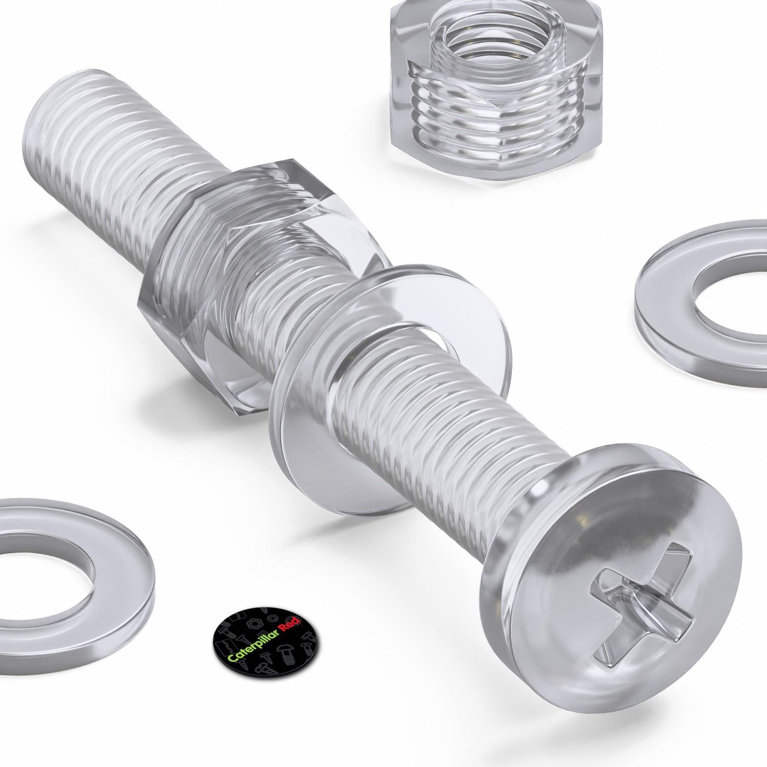 20 x Transparent Clear Plastic Acrylic M8 x 60mm Nuts & Bolts -Acrylic Plastic Screws, (15/64 x 2-23/64 in)