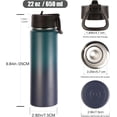 thumbnail image 2 of Botellas de agua aisladas con pajita a granel, paquete de 2 unidades, botella deportiva de acero inoxidable de 22 onzas, tazas de agua de viaje de metal al vacío de doble pared, frasco de, 2 of 4