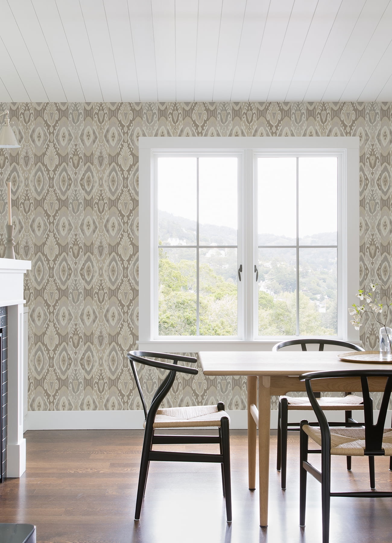 Advantage Villon Light Grey Ikat Wallpaper