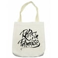 thumbnail image 1 of Saying Tote Bag, Modern Calligraphy Retro Brush Stroked Hand Lettering Relax in Paradise Message, Cloth Linen Reusable Bag for Shopping Books Beach and More, 16.5" X 14", Cream, by Ambesonne, 1 of 2