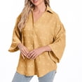 thumbnail image 5 of pstuiky Workout Tops Trendy Short Sleeve Solid Color Womens Blouses Formal Loose Fit V-Neck Clothes Outfits Blouses for Women, 5 of 9