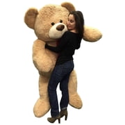 Personalized Big Plush Giant 6 Ft Teddy Bear Soft, Your Message Imprinted on Neck Ribbon Bow