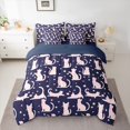thumbnail image 2 of jejeloiu Pink Deepblue 7-Piece Bedding Comforter Set,Cute Cat Kitten King Bedding Sets,Pet Animal Lover Bed Sheets For Girls Boys,Microfiber Bedroom Decor Reversible, 2 of 8
