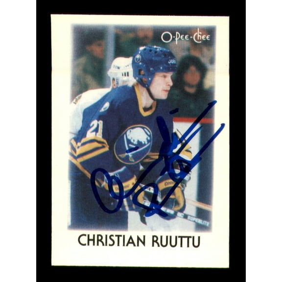 Christian Ruuttu Autographed 1987-88 O-Pee-Chee Minis Card #37 Buffalo Sabres SKU #251681