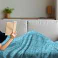 thumbnail image 3 of Ethnic Soft Flannel Fleece Throw Blanket, Hand Drawn Composition with Vertical Lines Dots and Abstract Geometric Shapes, Cozy Plush for Indoor and Outdoor Use, 50" x 60", Blue and White, by Ambesonne, 3 of 5