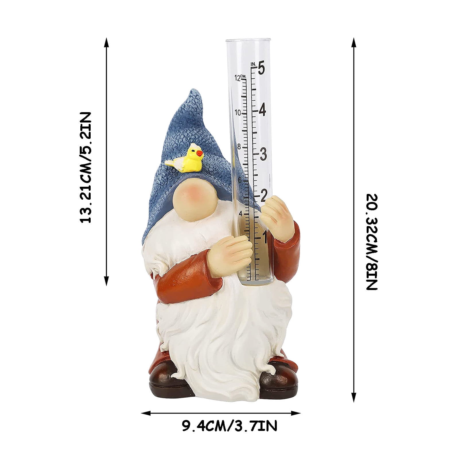 Kyusrd Gnome Rain Gauges Garden Statue With A Plastic Rain Gauge Hand Painted