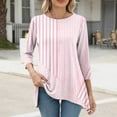 thumbnail image 2 of CYMMPU Fall Fashion Shirts 3/4 Sleeve Crew Neck Spring Tops Flower Pattern Loose Fit Tunic Tops Boho Blouses for Women Dressy Casual Flare Hem Hide Belly Tops to Wear with Leggings T-Shirts L, 2 of 6