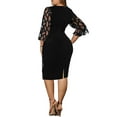 thumbnail image 3 of hirigin Women's Plus Size Midi Dress, Sparkle Sequin 3/4 Sleeve Round Neck Slim Fit Party Dress, 3 of 7