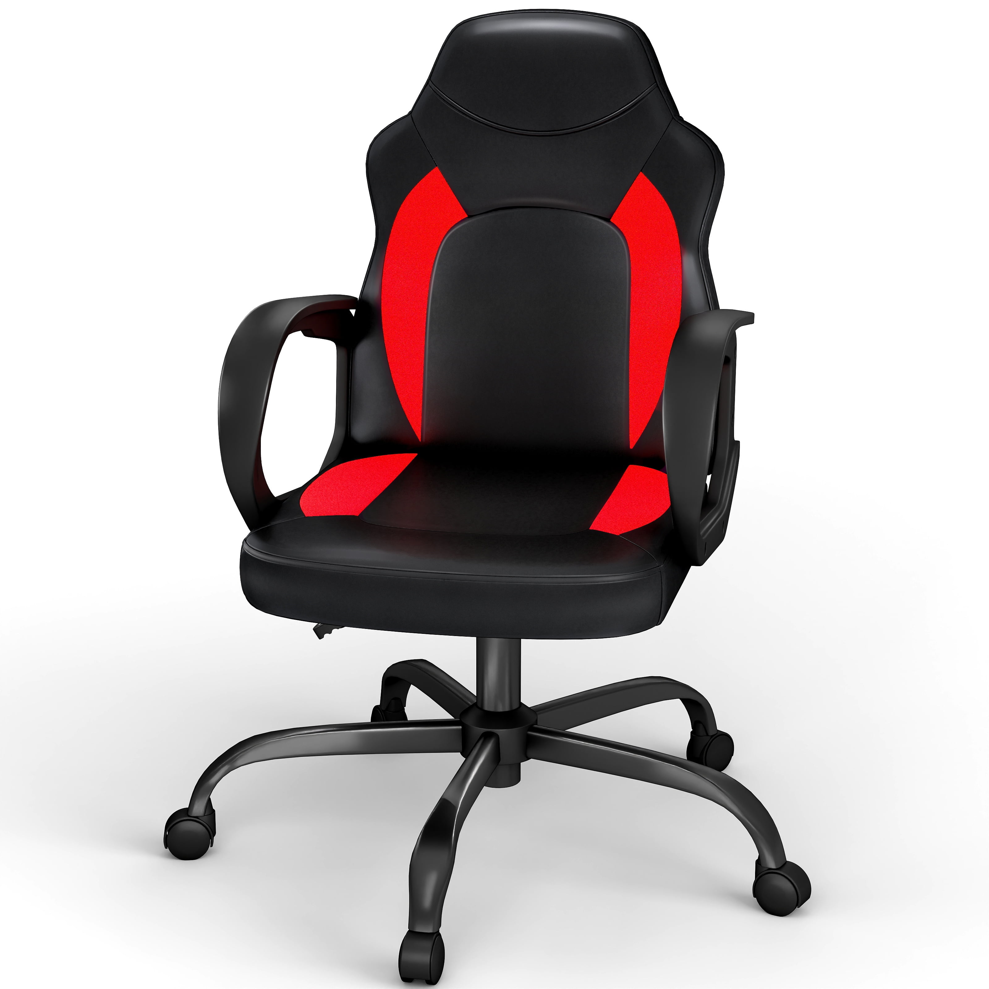 Ergonomic Gaming Chair with PU Leather Adjustable Swivel Office Chair for Home Study Red