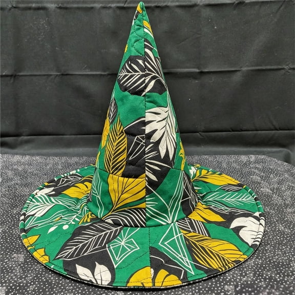 Retro Floral Print Quilted Witch Hat, Wide Brim Pointed Wizard Hat, Cottagecore Boho Costume Accessory for Women, Party Photography Dress Up Hat
