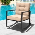 thumbnail image 4 of Costway 2PCS Patio Rattan Rocker Chair Outdoor Glider Rocking Chair Cushion Lawn, Black Black+Beige, 4 of 10