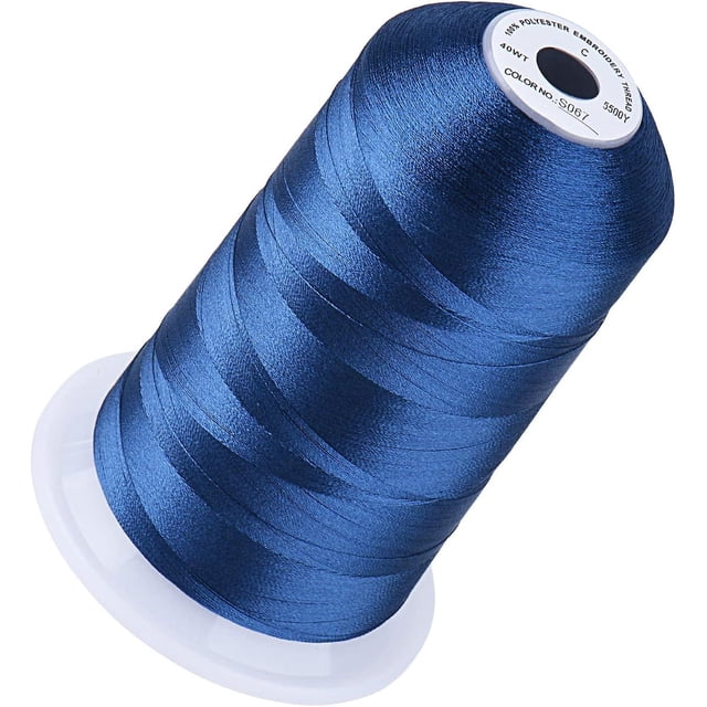 Hilo de bordar azul marino S067 5500 yardas, 40wt 100% poliéster para Brother, Babylock, Janome, Singer, Pfaff, Husqvarna, Bernina Machine