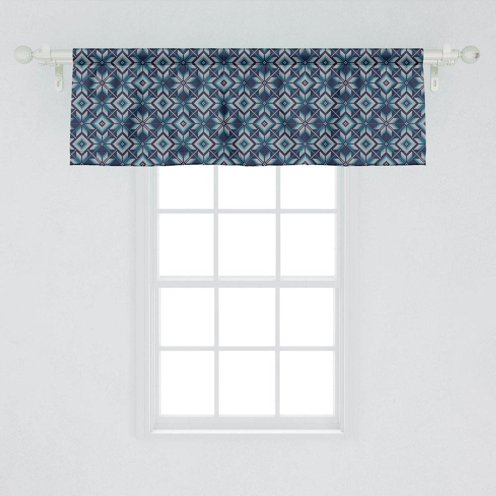 Ambesonne Blue and White Window Valance, Winter Holiday Fair Isle ...