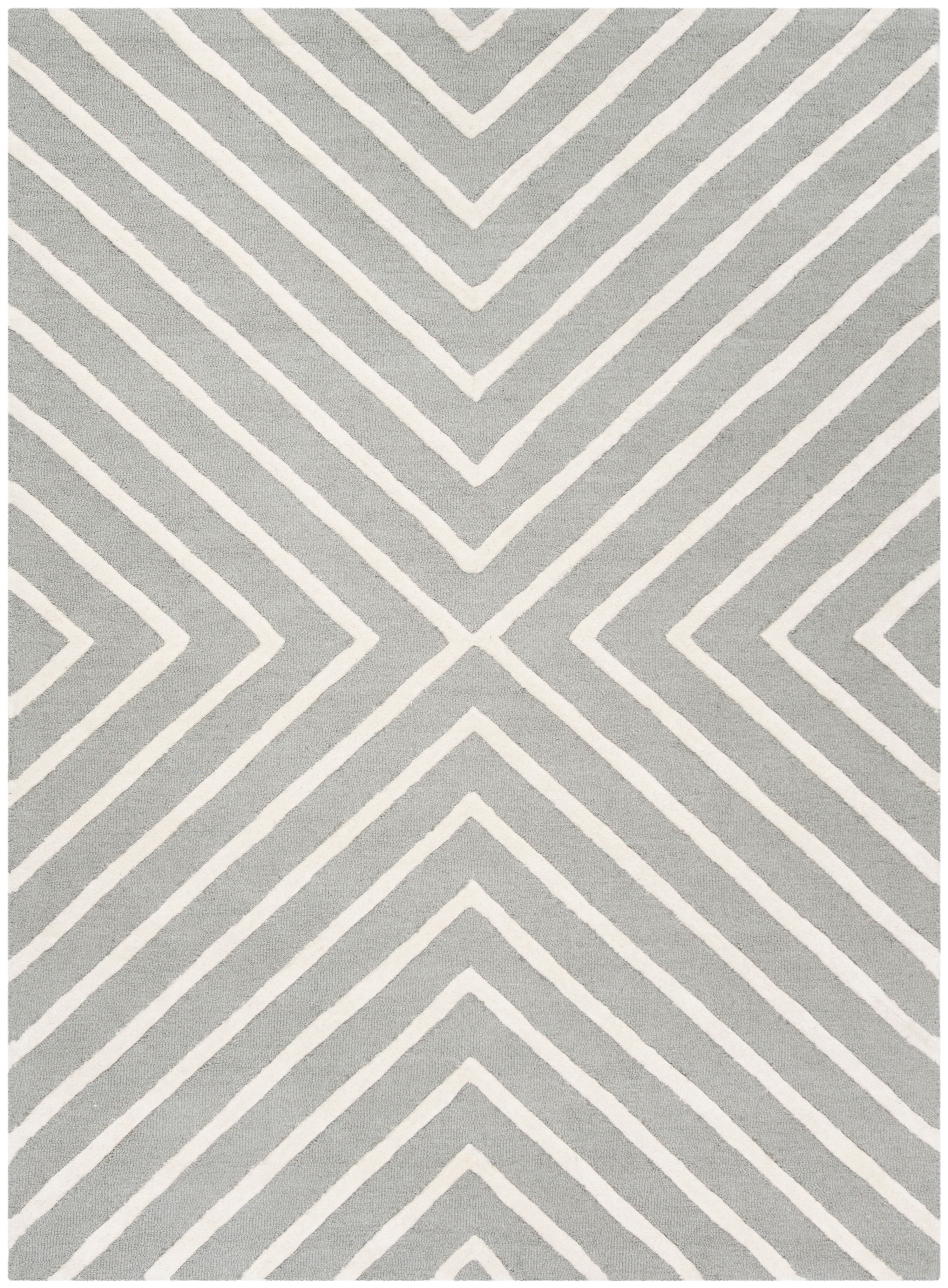 SAFAVIEH Kids X Pattern Wool Area Rug, Grey/Ivory, 4' x 6'