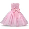 thumbnail image 2 of NNJXD Robe de Princesse Sans Manches en Dentelle 3D Fleur Tutu Vacances Taille 7-8 Ans Rose, 2 of 4